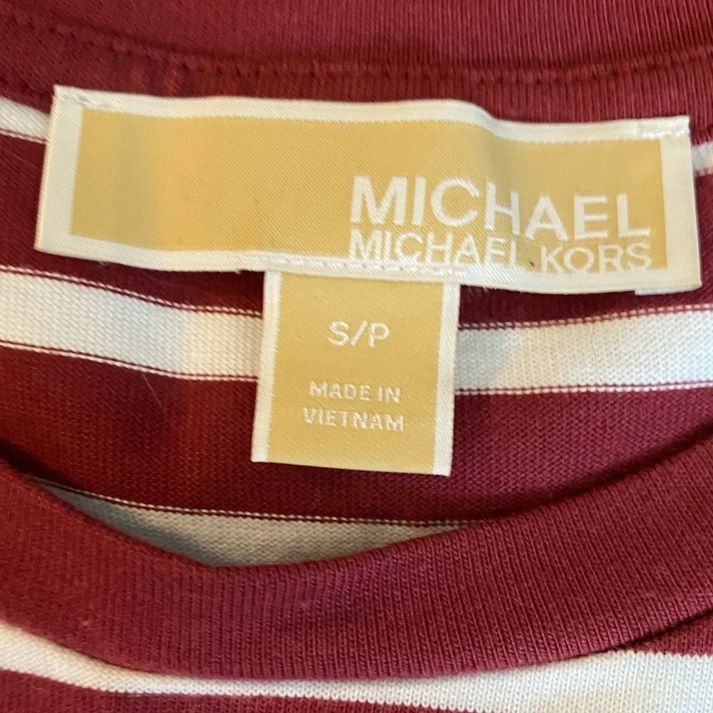 Michael Kors Red and White Striped Crop Top